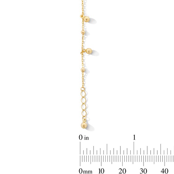 Diamond-Cut Bead Station and Dangle Bracelet in 14K Gold