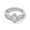 Thumbnail Image 1 of 5/8 CT. T.W. Oval Diamond Quatrefoil Frame Art Deco Vintage-Style Bridal Set in 14K White Gold