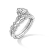 Thumbnail Image 3 of 5/8 CT. T.W. Oval Diamond Quatrefoil Frame Art Deco Vintage-Style Bridal Set in 14K White Gold