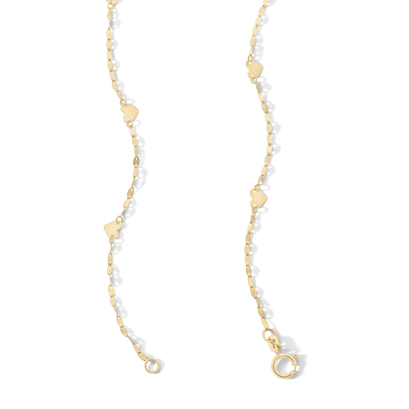 Main Image 3 of Heart Station Mirror Link Chain Necklace in Solid 14K Gold