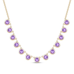 4.0mm Amethyst Bezel-Set Station Necklace in Sterling Silver with 14K Gold Plate