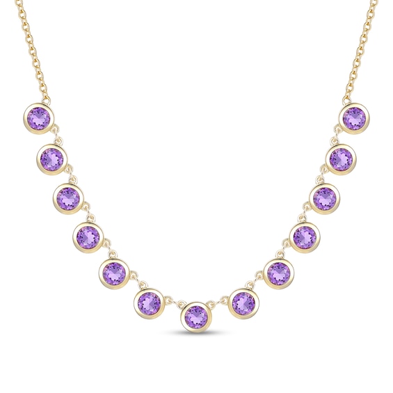 4.0mm Amethyst Bezel-Set Station Necklace in Sterling Silver with 14K Gold Plate