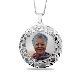 Engravable Photo Nugget Frame Pendant in Sterling Silver (1 Image and 4 Lines)