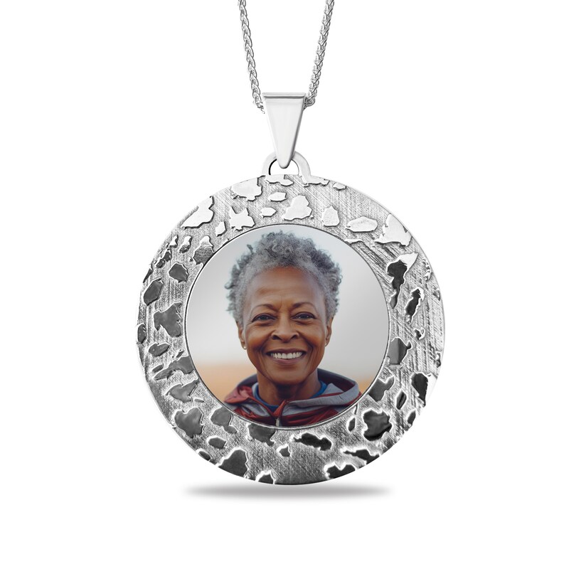 Main Image 1 of Engravable Photo Nugget Frame Pendant in Sterling Silver (1 Image and 4 Lines)