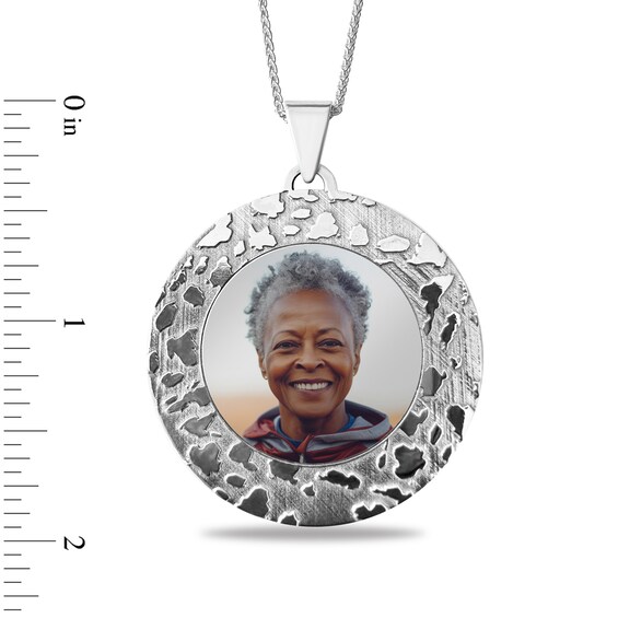Engravable Photo Nugget Frame Pendant in Sterling Silver (1 Image and 4 Lines)