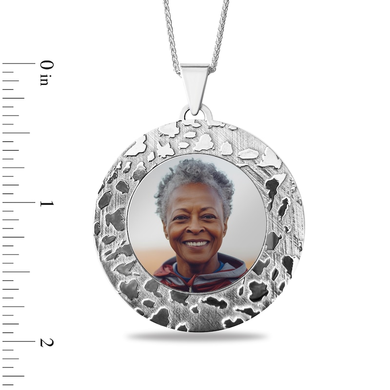 Main Image 3 of Engravable Photo Nugget Frame Pendant in Sterling Silver (1 Image and 4 Lines)