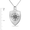 Thumbnail Image 3 of Engravable Compass Shield Pendant in Sterling Silver (2 Lines) - 22”