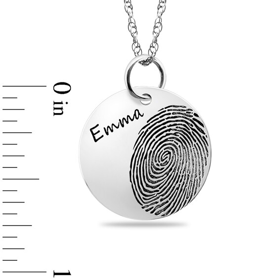 Engravable Fingerprint Pendant in Sterling Silver (1 Fingerprint and 3 Lines)