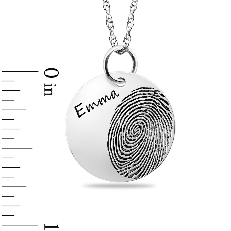 Main Image 3 of Engravable Fingerprint Pendant in Sterling Silver (1 Fingerprint and 3 Lines)