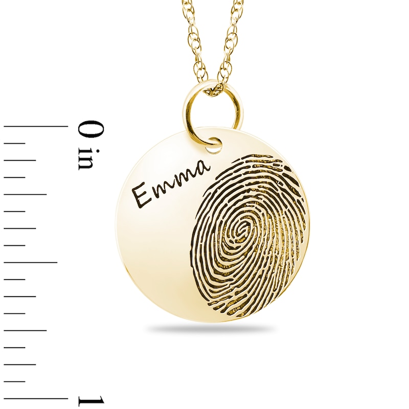 Main Image 3 of Engravable Fingerprint Pendant in 10K White, Yellow or Rose Gold (1 Fingerprint and 3 Lines)
