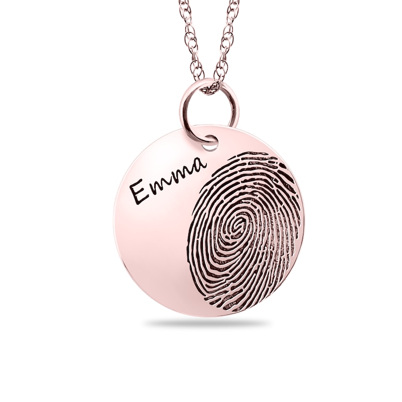 Main Image 4 of Engravable Fingerprint Pendant in 10K White, Yellow or Rose Gold (1 Fingerprint and 3 Lines)