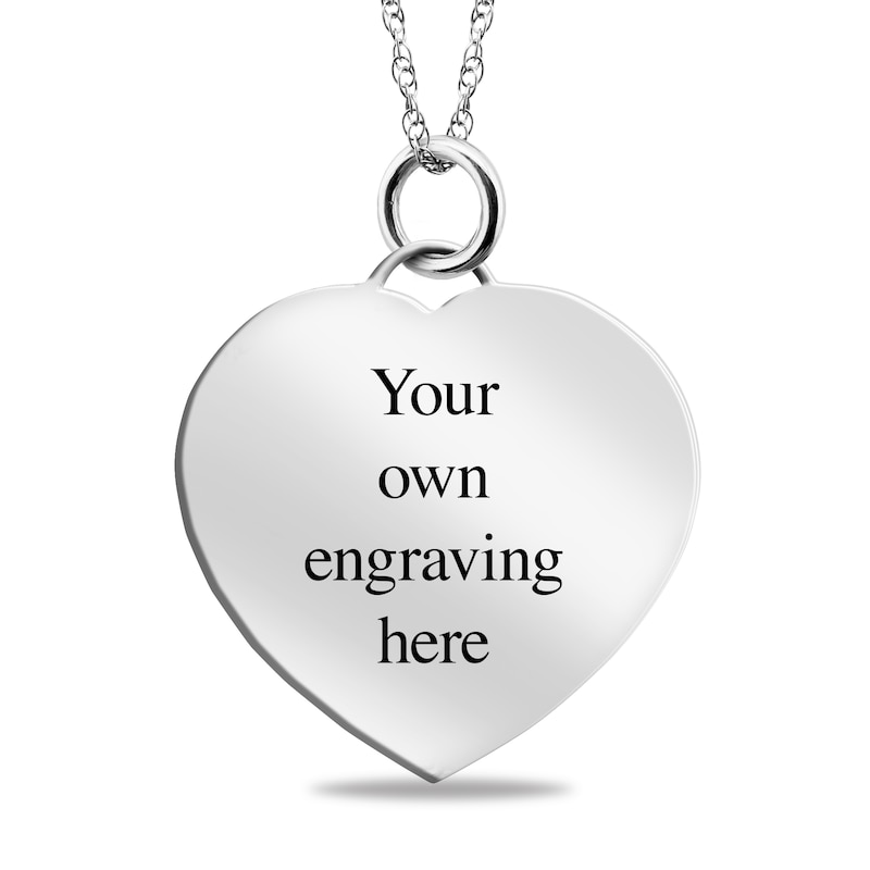 Main Image 2 of Engravable Line-Drawn Photo Heart Pendant in Sterling Silver (1 Image and 3 Lines)
