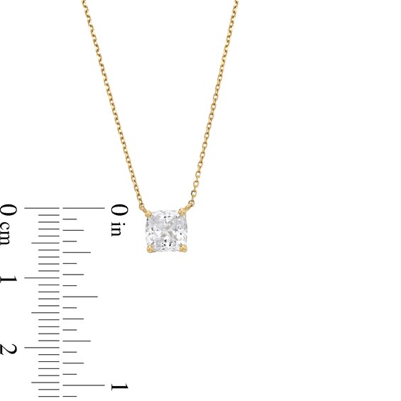 6.0mm Cushion-Cut White Lab-Created Sapphire Solitaire Necklace in 10K Gold