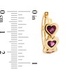 Thumbnail Image 3 of 4.0mm Heart-Shaped Rhodolite Garnet Three Stone Huggie Hoop Earrings in Solid 10K Gold