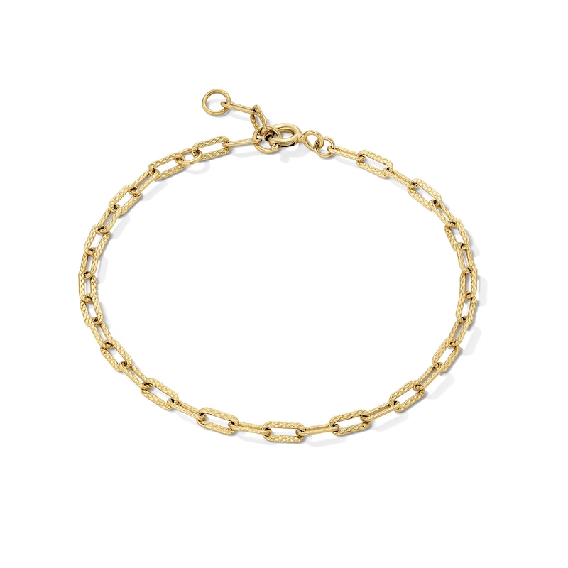 Main Image 1 of 2.5mm Textured Paper Clip Chain Bracelet in Solid Sterling Silver with 18K Gold Plate