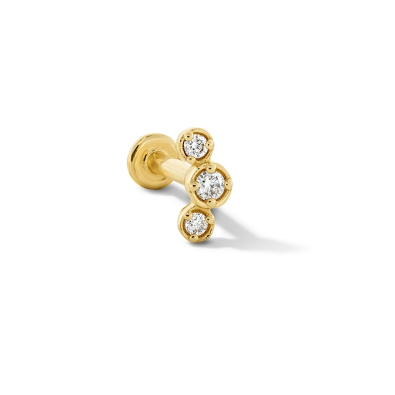 Lab-Grown Diamond Accent Trio Single Cartilage Stud Earring in 14K Gold