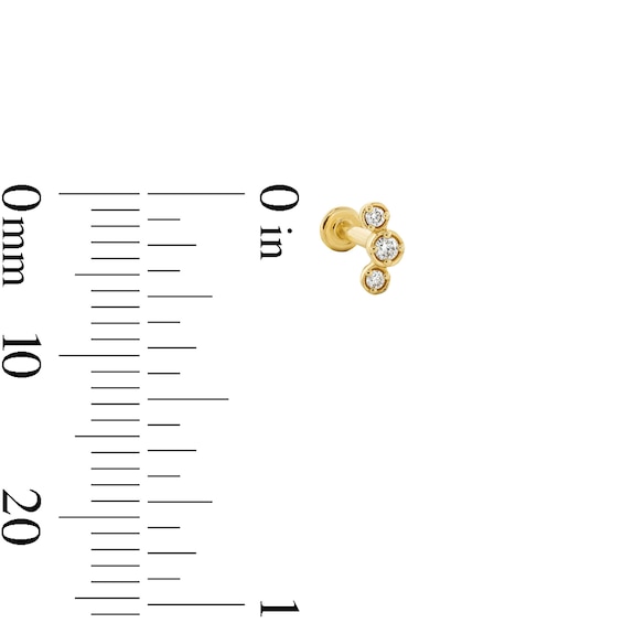 Lab-Grown Diamond Accent Trio Single Cartilage Stud Earring in 14K Gold