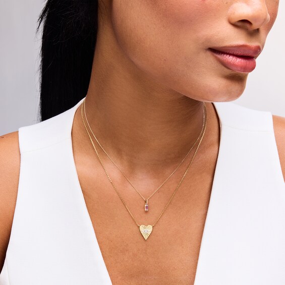 Emerald-Cut Moonstone and Lab-Grown Diamond Accent Pendant in 10K Gold