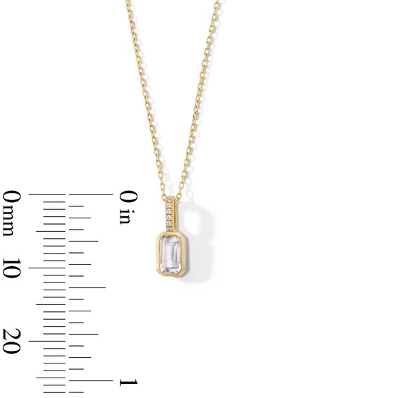 Emerald-Cut Moonstone and Lab-Grown Diamond Accent Pendant in 10K Gold