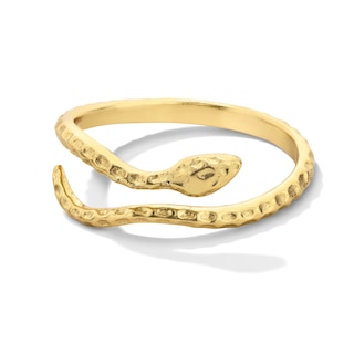 Textured Snake Open Wrap Ring in Sterling Silver with 18K Gold Plate