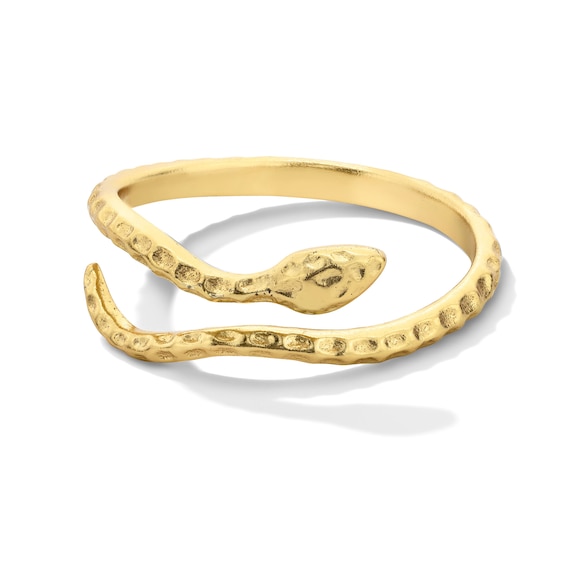 Textured Snake Open Wrap Ring in Sterling Silver with 18K Gold Plate