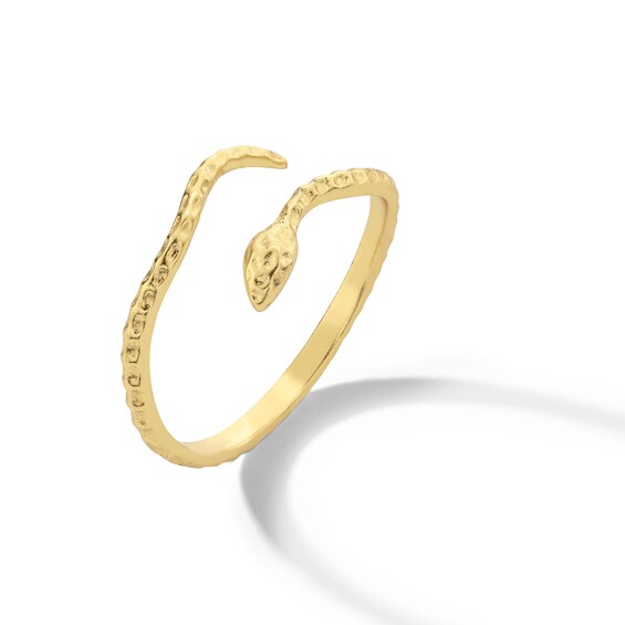 Textured Snake Open Wrap Ring in Sterling Silver with 18K Gold Plate