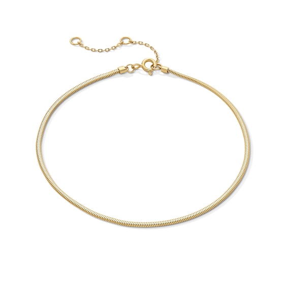 1.6mm Snake Chain Anklet in Solid Sterling Silver with 18K Gold Plate - 10.5"