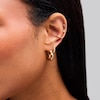 Thumbnail Image 2 of Lab-Created Opal and White Sapphire Ombré Single Hoop Earring in 14K Gold