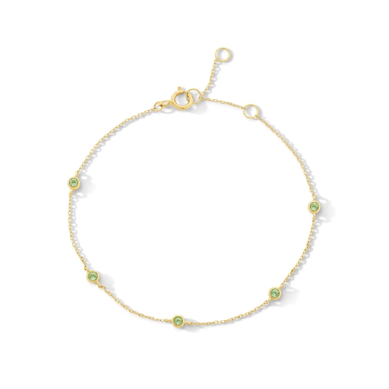 Peridot Bezel-Set Station Bracelet in 10K Gold