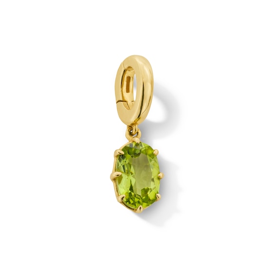 Oval Peridot Solitaire Necklace Charm in 10K Gold