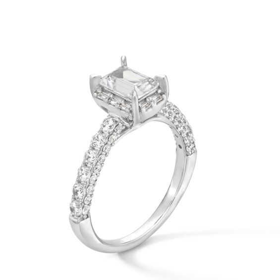 2 CT. T.w. Emerald-Cut Diamond Frame Engagement Ring in 14K White Gold
