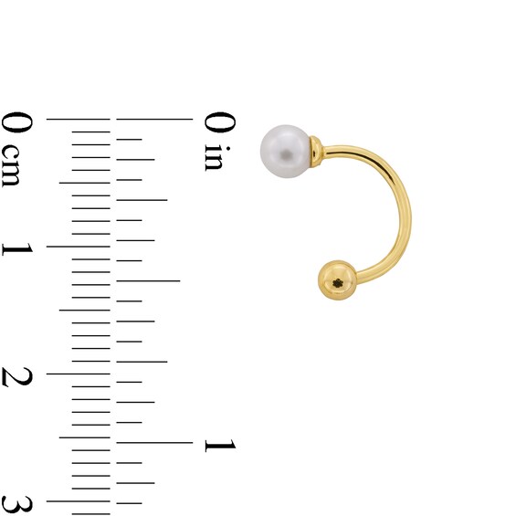 4.0mm Freshwater Cultured Pearl and Bead U-Hoop Earrings in Sterling Silver with 18K Gold Plate