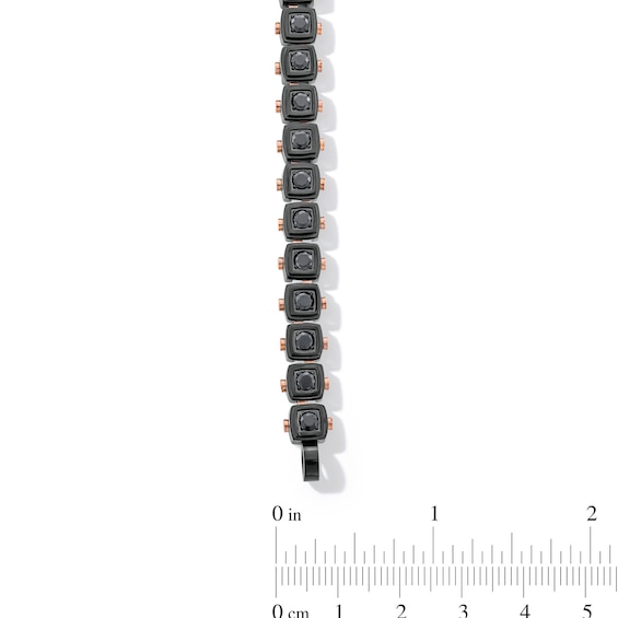 Black Spinel Cube Link Bracelet in Stainless Steel with Black and Rose Ion Plate - 8.5”