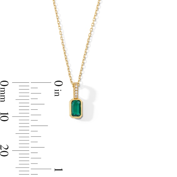 Emerald-Cut Emerald and White Sapphire Pendant in Sterling Silver with 18K Gold Plate