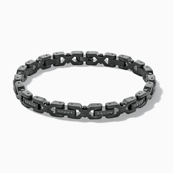 1/2 CT. T.w. Black Diamond X-Link Bracelet in Stainless Steel with Black Ion Plate - 8.5â