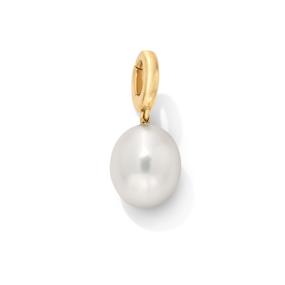 9.0mm Freshwater Cultured Pearl Solitaire Necklace Charm in Sterling Silver with 18K Gold Plate