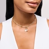 Thumbnail Image 2 of White Sapphire Oval Necklace Charm in Sterling Silver with 18K Gold Plate