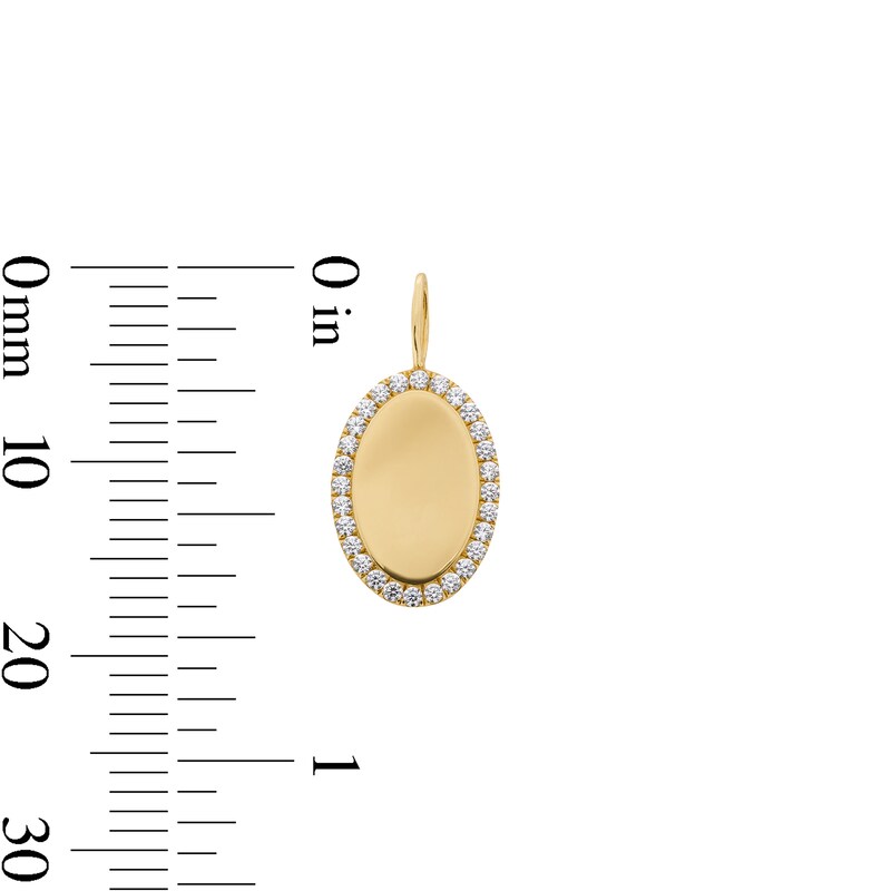 Main Image 3 of White Sapphire Oval Necklace Charm in Sterling Silver with 18K Gold Plate