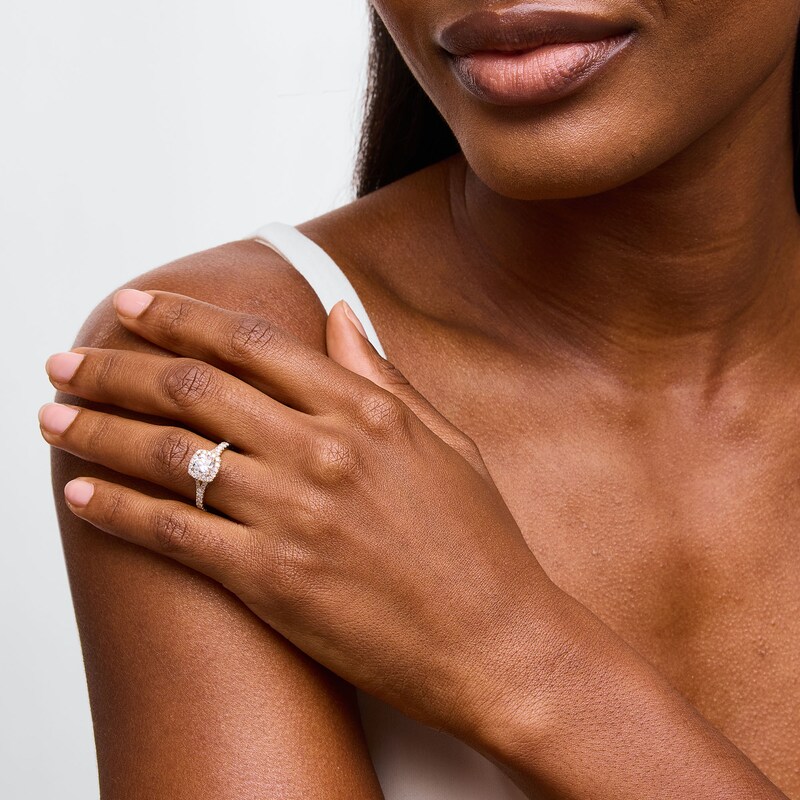 Main Image 2 of Vera Wang Love Collection 1-5/8 CT. T.W. Certified Lab-Grown Diamond Cushion Frame Engagement Ring in 14K Gold (F/VS2)