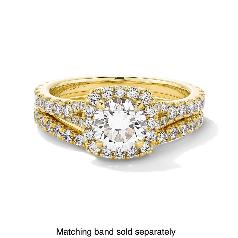 Main Image 5 of Vera Wang Love Collection 1-5/8 CT. T.W. Certified Lab-Grown Diamond Cushion Frame Engagement Ring in 14K Gold (F/VS2)