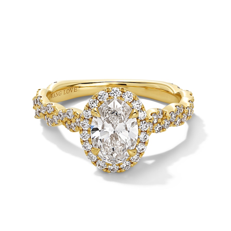 Main Image 1 of Vera Wang Love Collection 1-5/8 CT. T.W. Oval Certified Lab-Grown Diamond Frame Twist Engagement Ring in 14K Gold