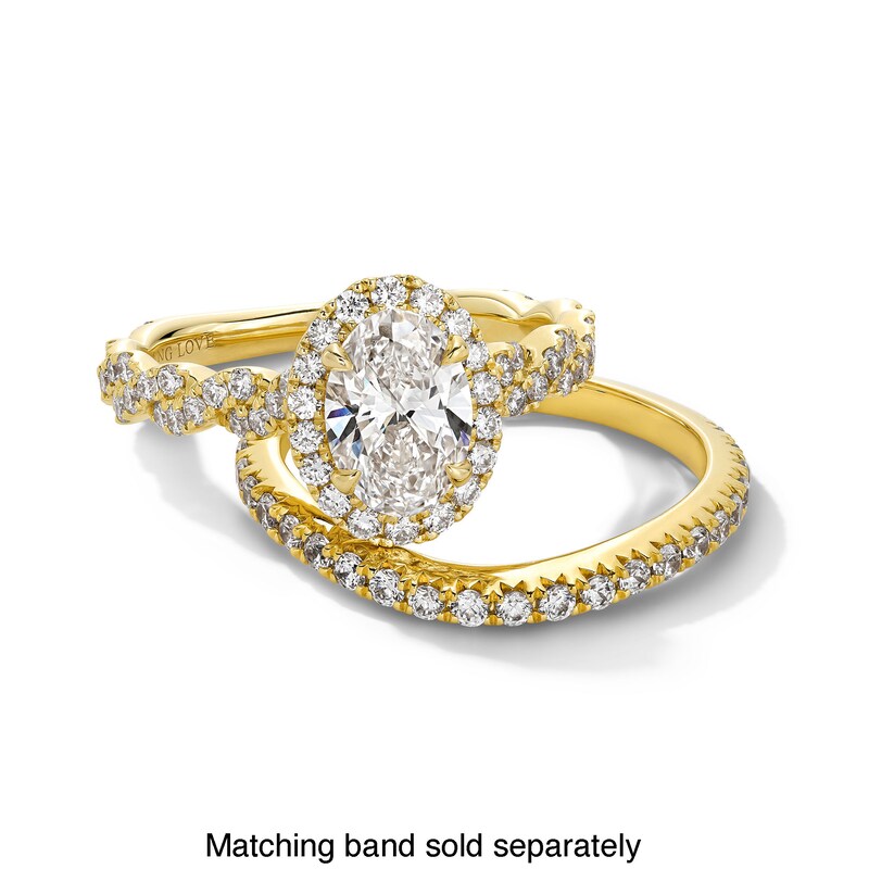 Main Image 4 of Vera Wang Love Collection 1-5/8 CT. T.W. Oval Certified Lab-Grown Diamond Frame Twist Engagement Ring in 14K Gold
