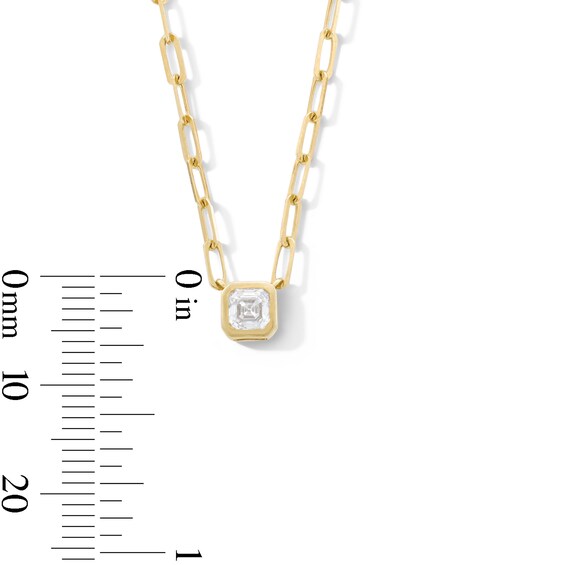 1/3 CT. Asscher-Cut Certified Lab-Grown Diamond Solitaire Necklace in Sterling Silver with 14K Gold Plate (F/Vs2)