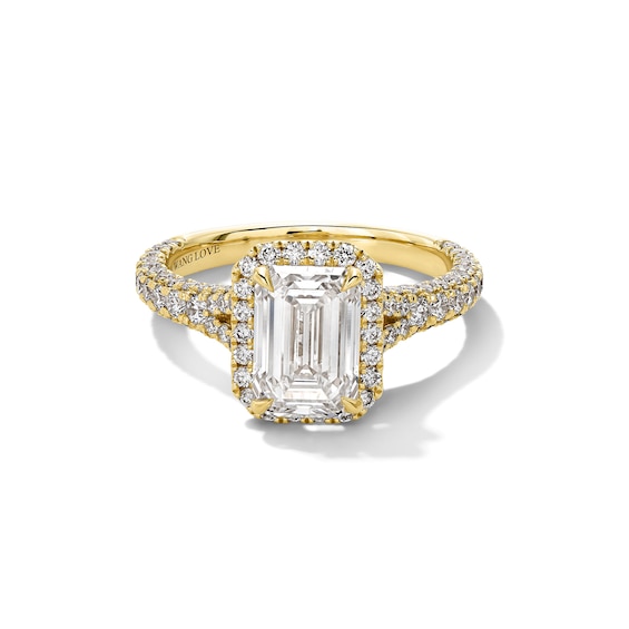 Vera Wang Love Collection 3 CT. T.w. Emerald-Cut Certified Lab-Grown Diamond Frame Engagement Ring in 14K Gold