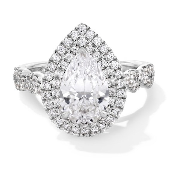 Vera Wang Love Collection 2-1/4 CT. T.w. Pear Certified Lab-Grown Diamond Frame Engagement Ring in 14K White Gold