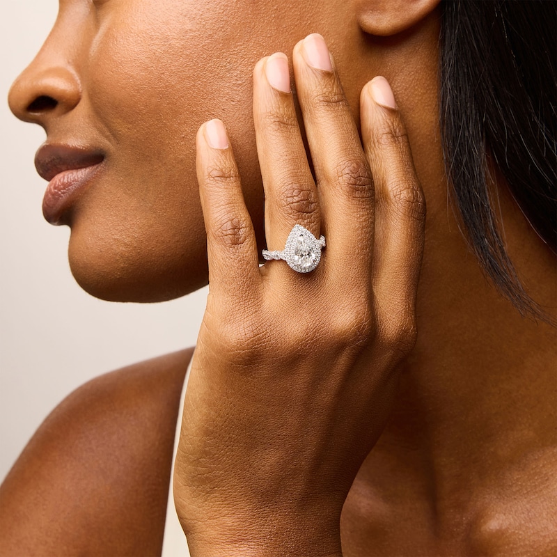 Main Image 2 of Vera Wang Love Collection 2-1/4 CT. T.W. Pear Certified Lab-Grown Diamond Frame Engagement Ring in 14K White Gold
