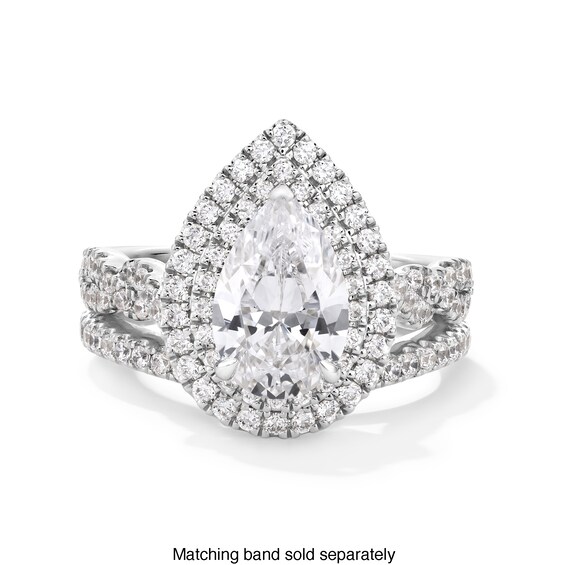 Vera Wang Love Collection 2-1/4 CT. T.w. Pear Certified Lab-Grown Diamond Frame Engagement Ring in 14K White Gold