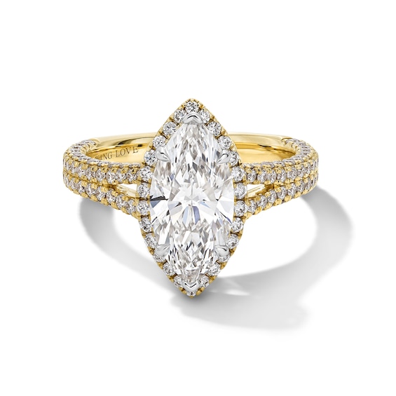 Vera Wang Love Collection 3 CT. T.w. Marquise Certified Lab-Grown Diamond Split Shank Engagement Ring in 14K Gold