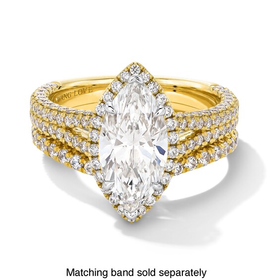 Vera Wang Love Collection 3 CT. T.w. Marquise Certified Lab-Grown Diamond Split Shank Engagement Ring in 14K Gold