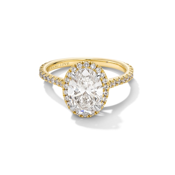 Vera Wang Love Collection 2 CT. T.w. Oval Certified Lab-Grown Diamond Frame Engagement Ring in 14K Gold (F/Vs2)